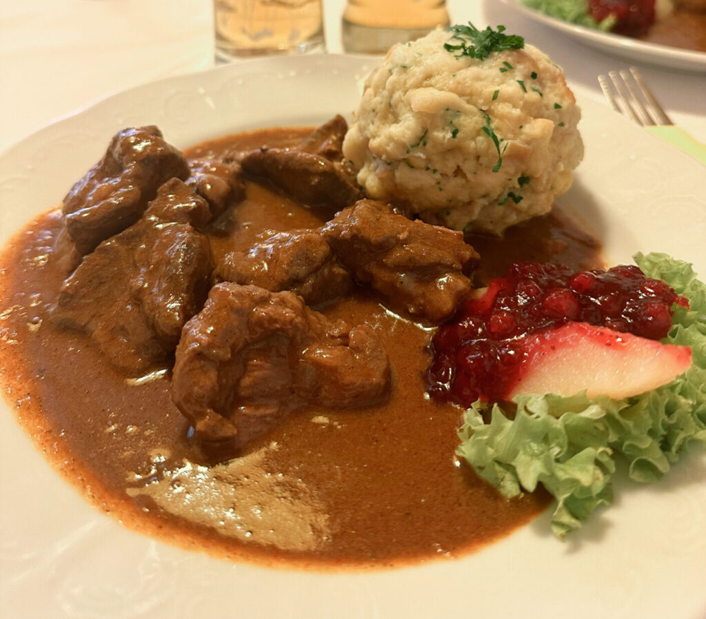 goulash and bread dumplings