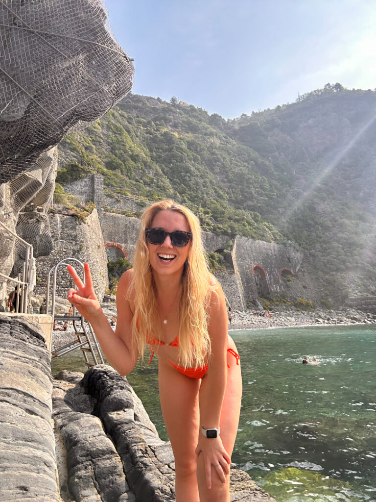 me swimming in Cinque Terre